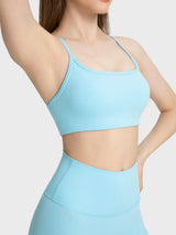 Millennia Crisscross Back Scoop Neck Active Cami with Detachable Chest Pads - Trendsi - Flyclothing LLC