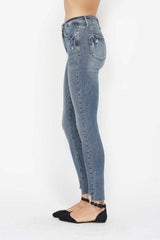 Judy Blue Full Size Tummy Control Vintage Wash Hem Destroy Skinny Jeans - Trendsi - Flyclothing LLC