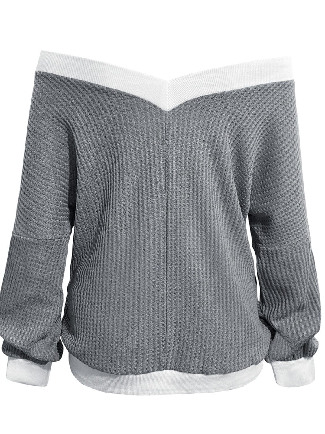 Contrast Trim Off-Shoulder Long Sleeve Sweatshirt - Trendsi
