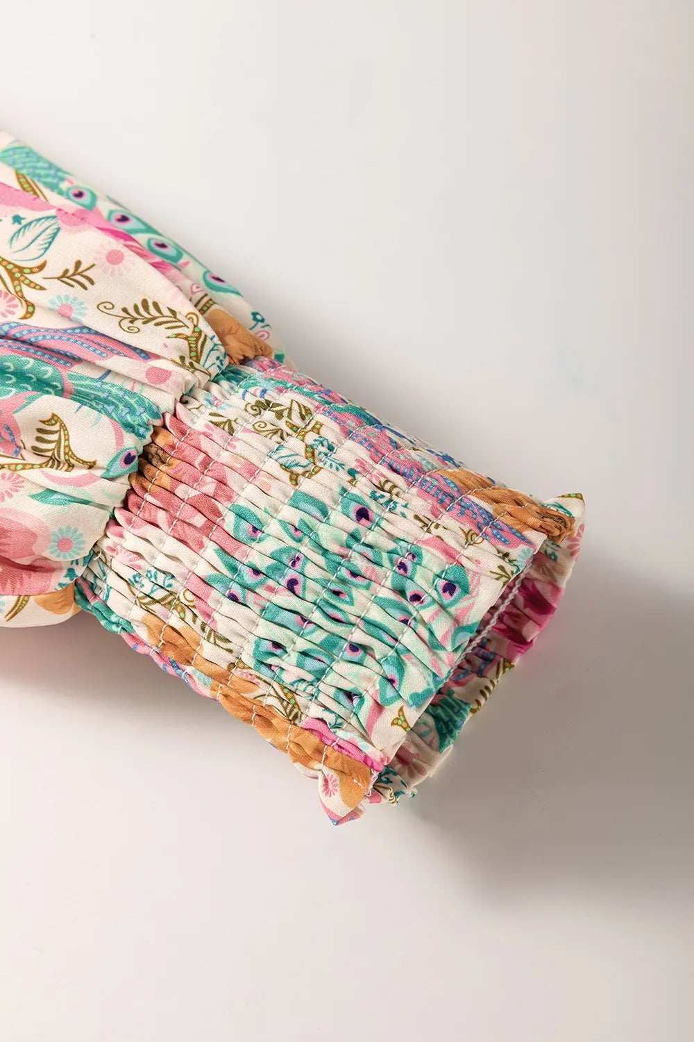 Printed Notched Lantern Sleeve Dress - Trendsi - Flyclothing LLC