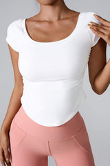 Round Neck Short Sleeve Active T-Shirt - Trendsi - Flyclothing LLC