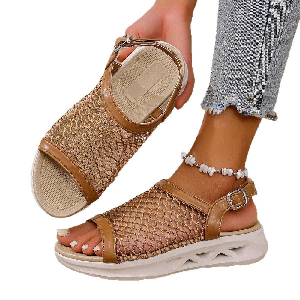 Woven Mesh Comfort Platform Sandals - Trendsi - Flyclothing LLC