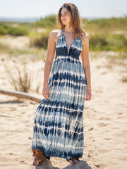 Tie-Dye Halter Neck Sleeveless Dress Trendsi