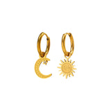 Sun and Moon Dangle Hoop Earrings - Trendsi - Flyclothing LLC