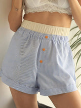 Striped Elastic Waist Shorts - Trendsi - Flyclothing LLC