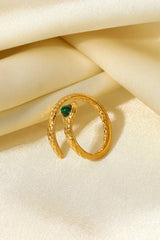 Snake Charmer Malachite Snake-Shaped Bypass Ring - Trendsi - Flyclothing LLC