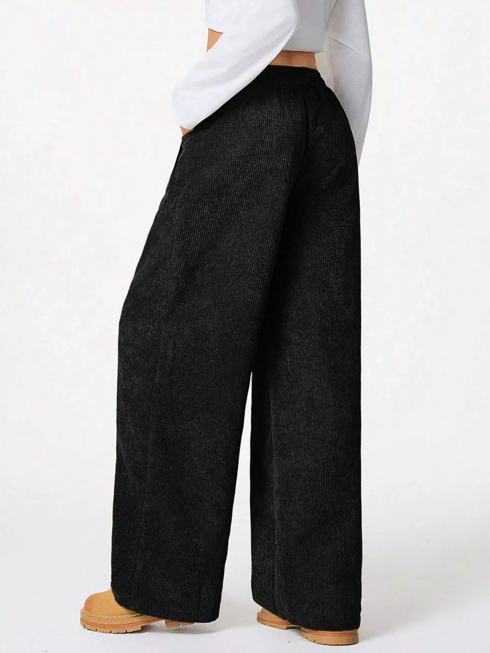 Casual Corduroy Wide Leg Pants - Trendsi - Flyclothing LLC