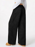 Casual Corduroy Wide Leg Pants - Trendsi - Flyclothing LLC