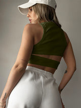 Cutout Round Neck Tank - Trendsi - Flyclothing LLC