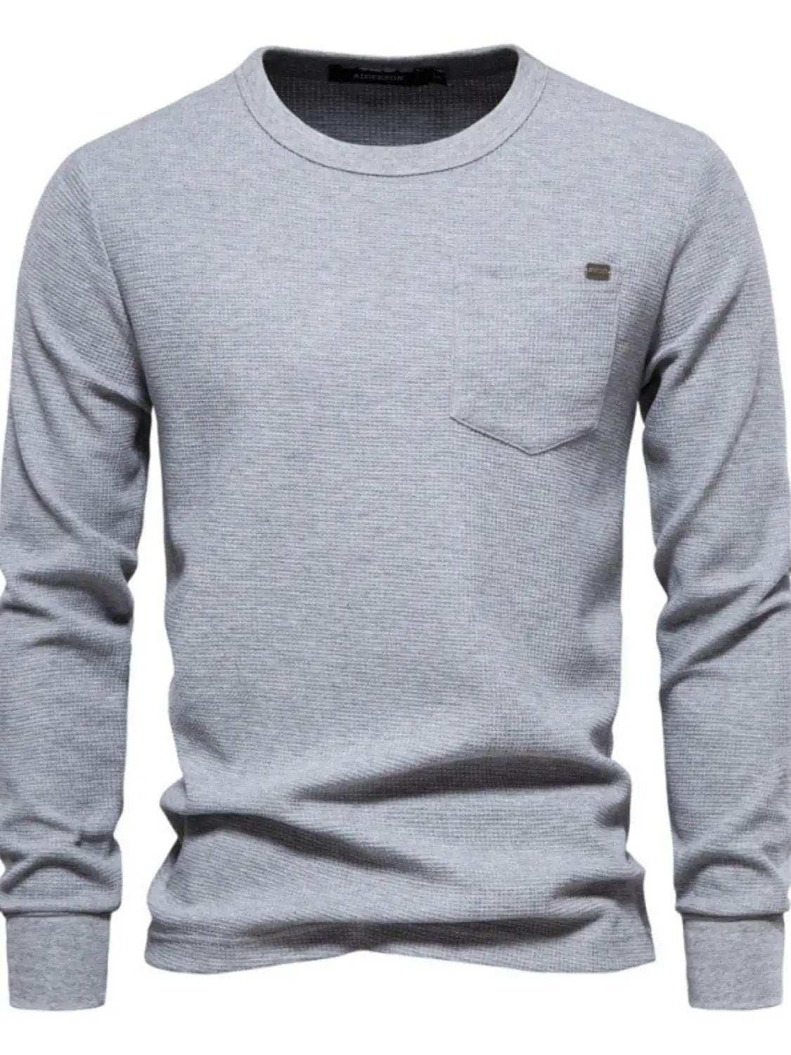 Men's Waffle-Knit Round Neck T-Shirt - Trendsi - Flyclothing LLC