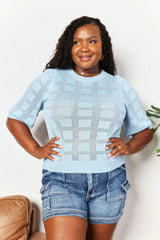 Mandy Ribbed Trim Round Neck Knit Top - Trendsi - Flyclothing LLC