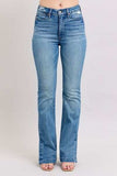 Judy Blue HW Tummy Control Vintage Wash Side Slit Slim Boot Jeans - Trendsi - Flyclothing LLC
