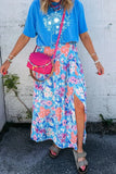 Floral Printed High Waist Split Skirt - Trendsi