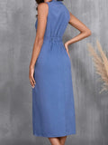 Ruched Sleeveless Midi Dress - Trendsi