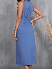 Ruched Sleeveless Midi Dress - Trendsi