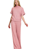 Zenana Sweater Mock Neck Top & Long Pants Set - Trendsi