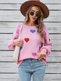 Angel Wings Heart Round Neck Long Sleeve Sweater - Trendsi