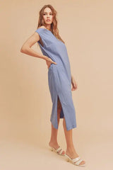 Aemi + Co Side Slit Round Neck Sleeveless Midi Dress - Trendsi - Flyclothing LLC
