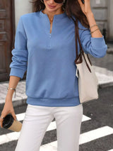 Textured Quarter-Zip Sweatshirt - Trendsi - Flyclothing LLC