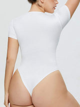 Full Size Round Neck Short Sleeve Bodysuit - Trendsi - Flyclothing LLC