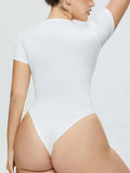 Full Size Round Neck Short Sleeve Bodysuit - Trendsi - Flyclothing LLC