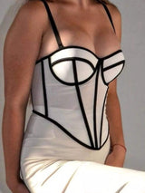 Corset Cami with Contrasting Trim - Trendsi - Flyclothing LLC