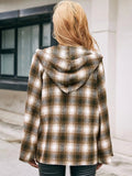 Pocketed Plaid Long Sleeve Hooded Jacket - Trendsi