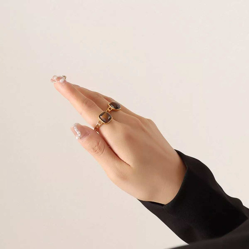 Tiger's Eye 18K Gold-Plated Ring - Trendsi - Flyclothing LLC