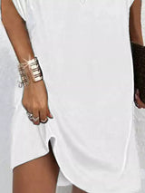 Full Size V-Neck Slit Sleeve Mini Dress Plus Size - Trendsi - Flyclothing LLC
