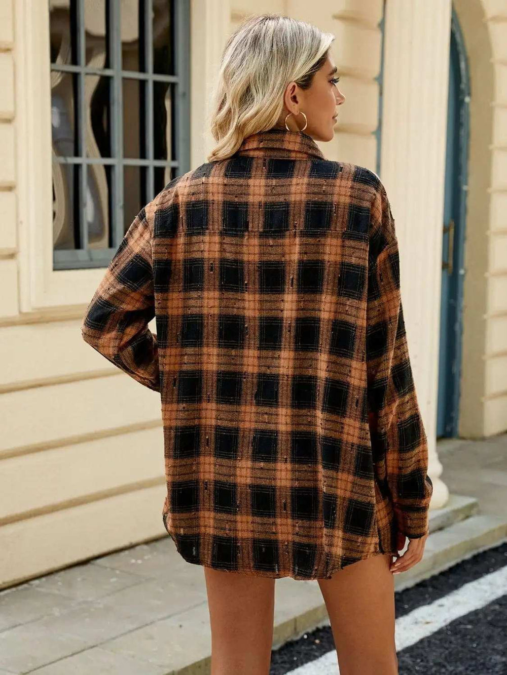 Plaid Button Up Long Sleeve Shirt - Trendsi - Flyclothing LLC