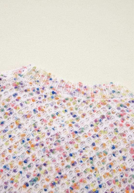 Confetti Round Neck Long Sleeve Sweater - Trendsi - Flyclothing LLC