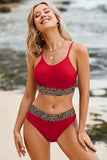Leopard Trim Scoop Neck Bikini Set - Trendsi - Flyclothing LLC