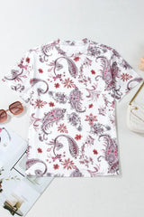 Paisley Mock Neck T Shirt - Trendsi - Flyclothing LLC