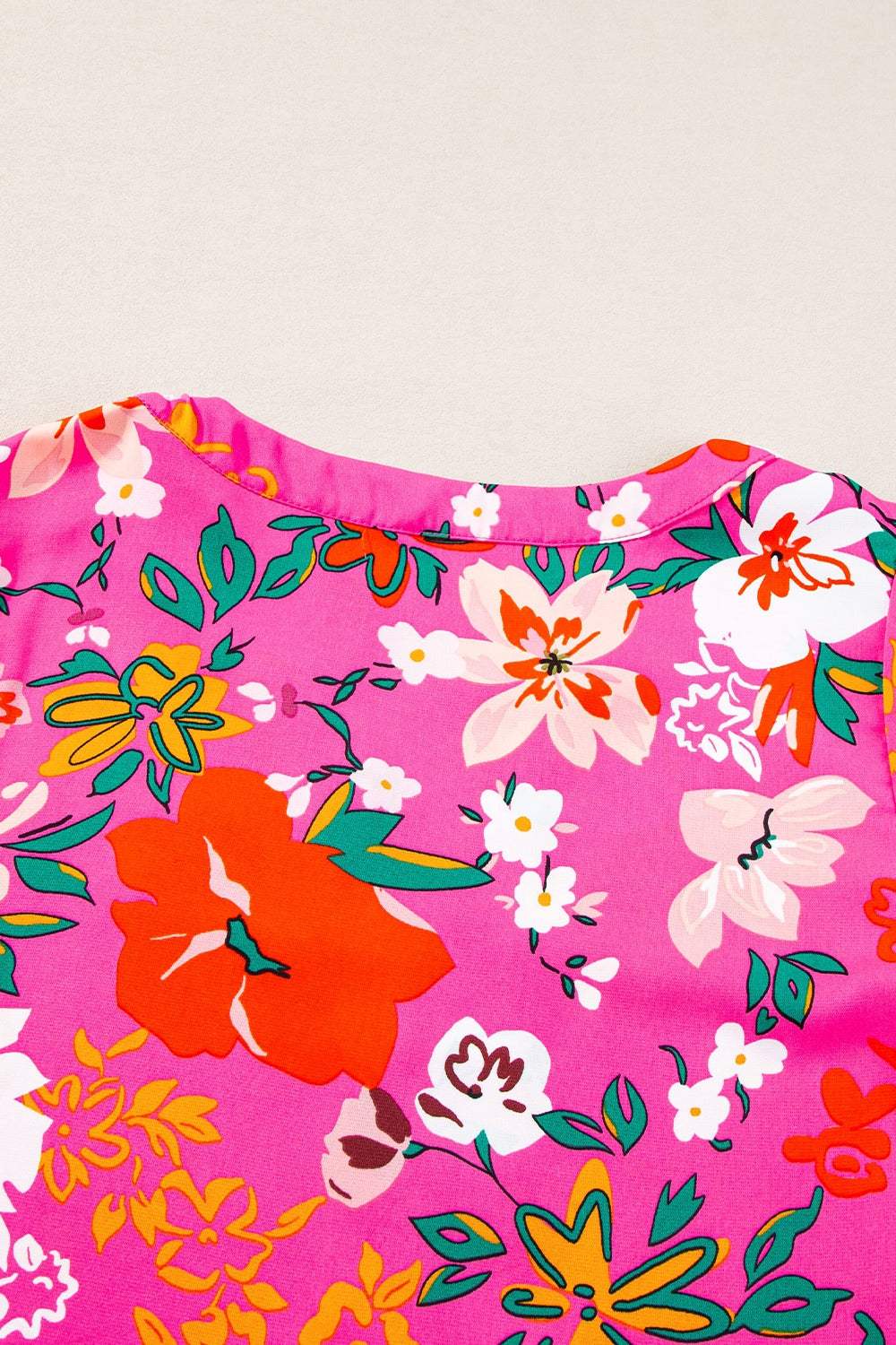 Printed Notched Short Sleeve Blouse - Trendsi - Flyclothing LLC