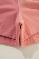 Color Block Round Neck Top and Shorts Set - Trendsi - Flyclothing LLC