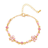 18K Gold-Plated Rhinestone Flower Bracelet - Trendsi - Flyclothing LLC