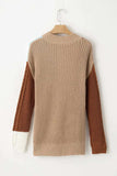 Color Block Round Neck Long Sleeve Sweater - Trendsi - Flyclothing LLC