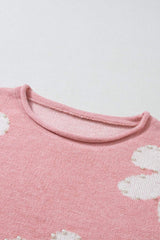 Pearl Trim Flower Round Neck Sweater - Trendsi - Flyclothing LLC