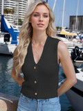 Button Down V-Neck Sweater Vest - Trendsi - Flyclothing LLC