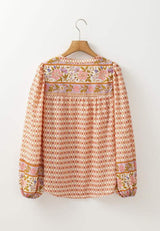 Printed Button Down Long Sleeve Shirt - Trendsi - Flyclothing LLC
