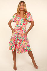 Haptics Tiered Floral Midi Dress with Pockets - Trendsi