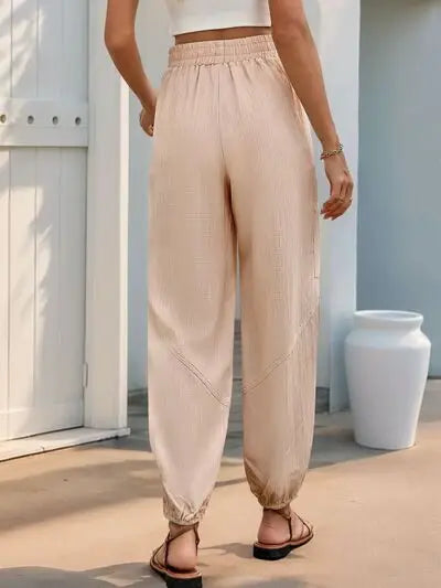 Perfee Elastic Waist Joggers with Pockets - Trendsi - Flyclothing LLC