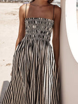 Smocked Striped Square Neck Cami Dress - Trendsi - Flyclothing LLC