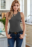 Solid Round Neck Tank - Trendsi - Flyclothing LLC