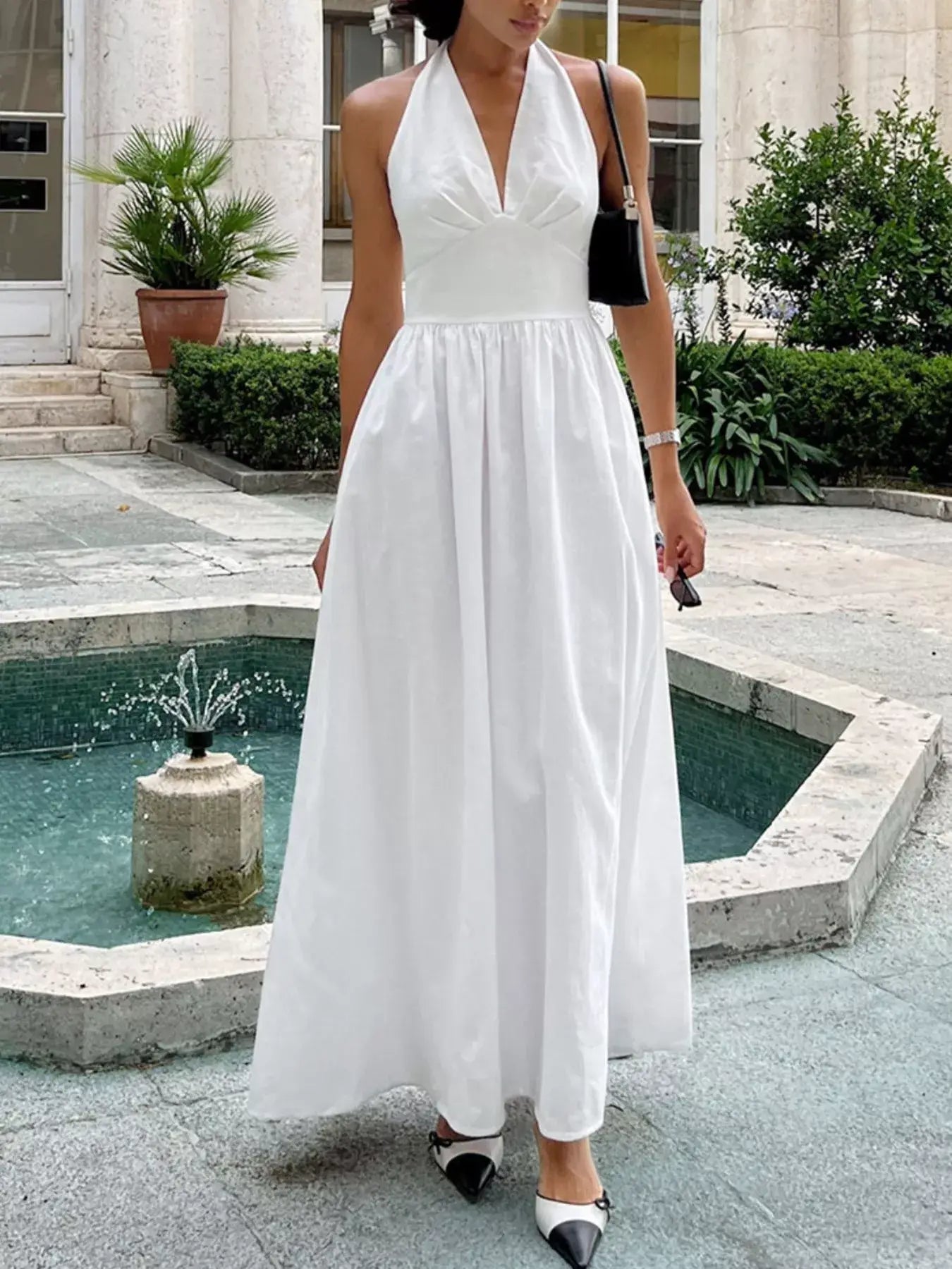 Halter Neck Flowy Maxi Dress - Trendsi - Flyclothing LLC