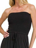 Zenana Strapless Wide Leg Smocked Jumpsuit - Trendsi - Flyclothing LLC