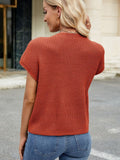 Round Neck Short Sleeve Sweater - Trendsi