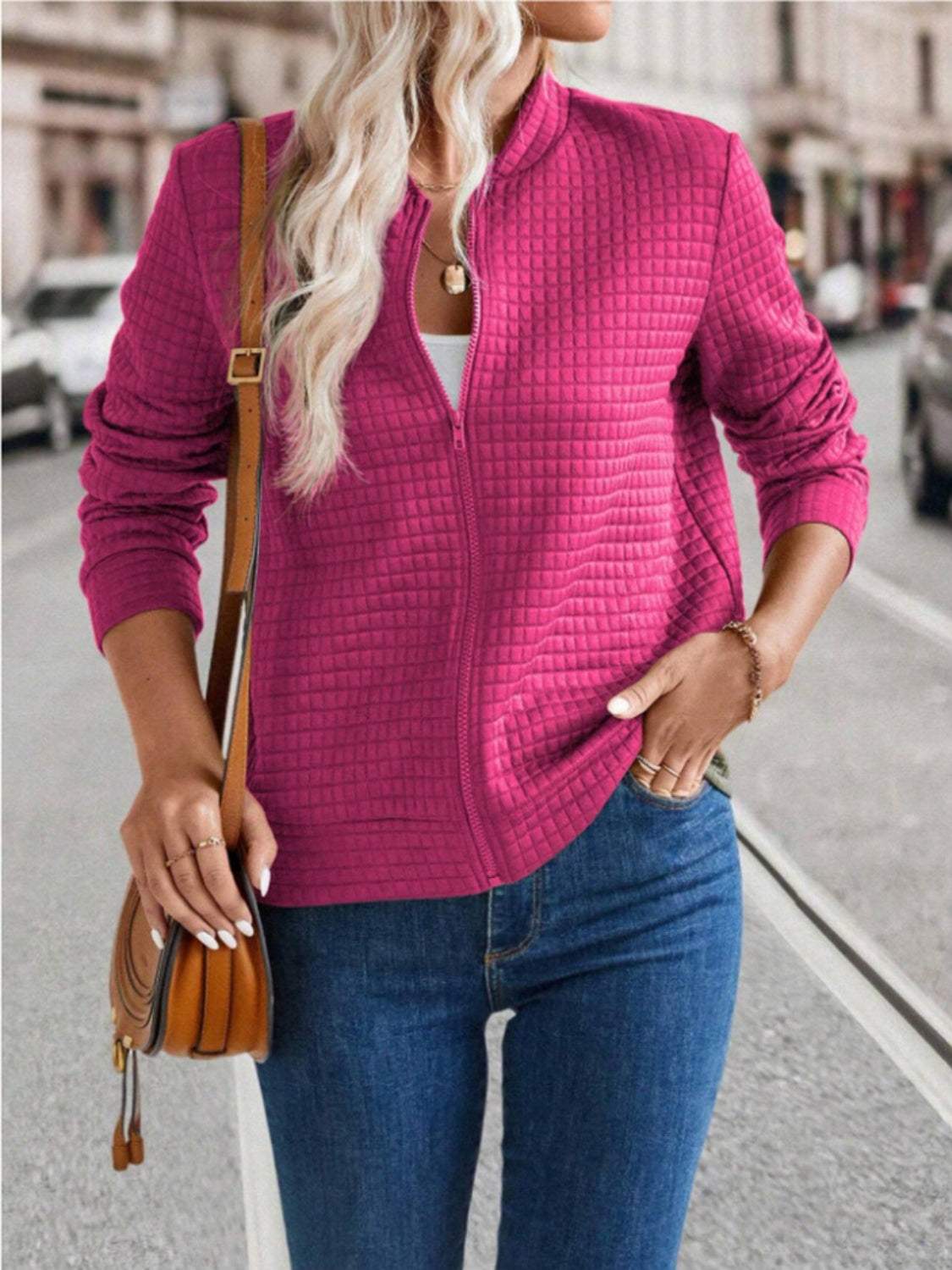 Zip Up Long Sleeve Jacket - Trendsi - Flyclothing LLC