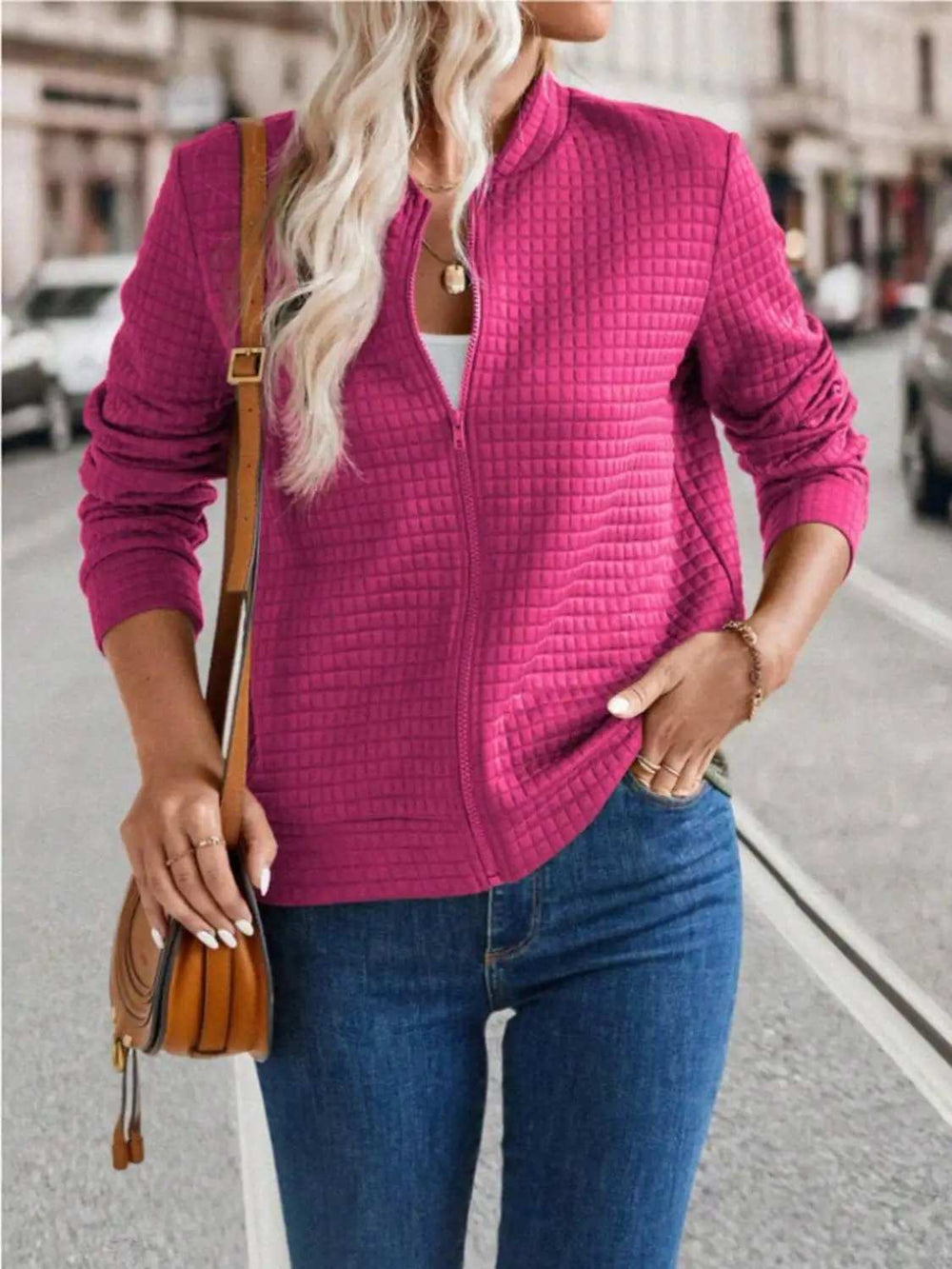 Zip Up Long Sleeve Jacket - Trendsi - Flyclothing LLC