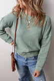 Waffle-Knit Long Sleeve Dropped Shoulder Top - Trendsi - Flyclothing LLC